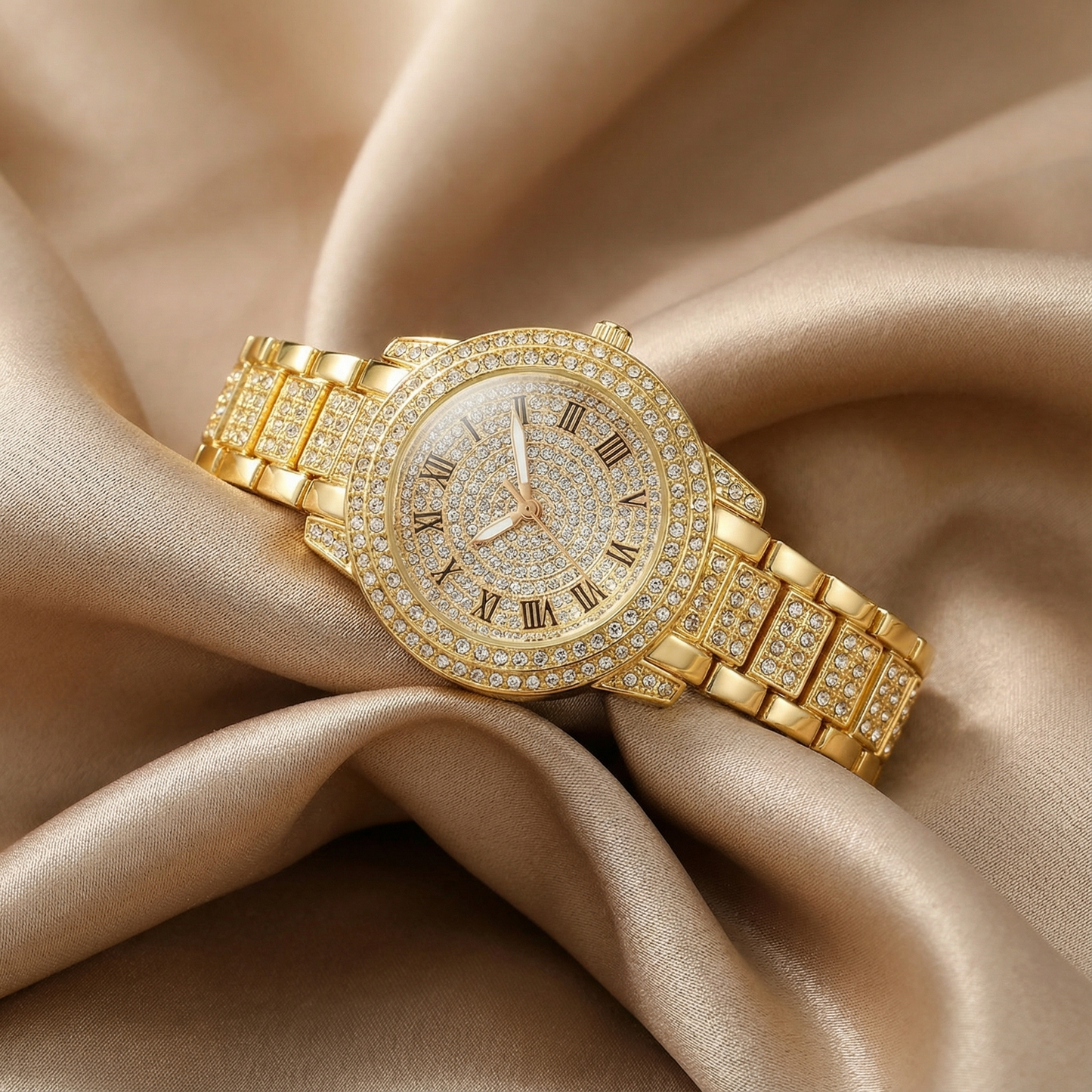 Stainless Steel Premium Watch | Polished Gold or Silver Tone | Roman Numeral Dial | Sophisticated Statement Timepiece