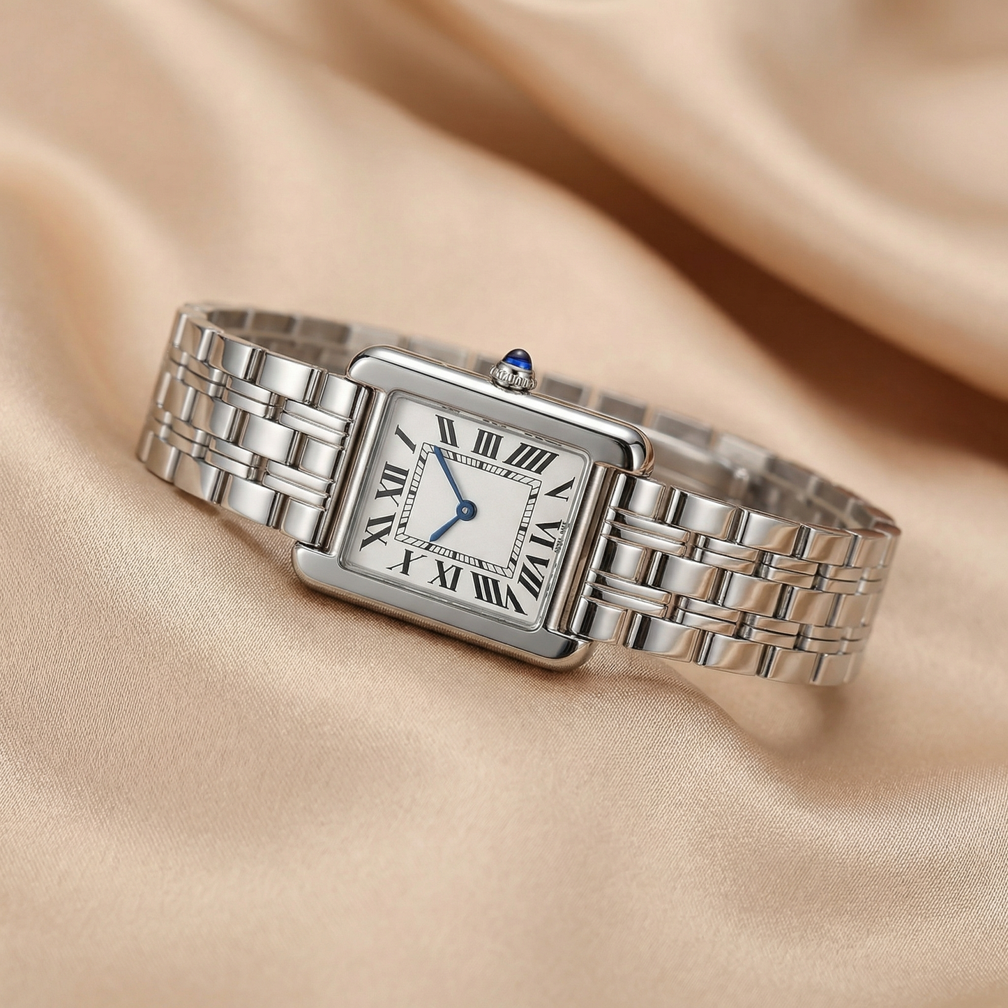 Classic Rectangular Bracelet Watch in Gold & Silver | Roman Numeral Dial Timepiece for Timeless Elegance