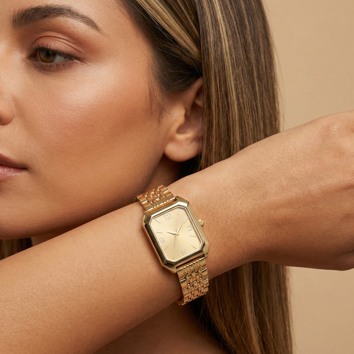 Gold Rectangular Bracelet Watch for Women | Stainless Steel Timepiece | Champagne, Blue & White Dial Options