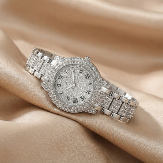 Stainless Steel Premium Watch | Polished Gold or Silver Tone | Roman Numeral Dial | Sophisticated Statement Timepiece