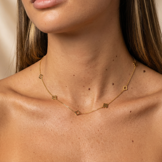 Gold Clover Pendant Necklace for Women | Delicate Stainless Steel Chain | Minimalist Charm Jewellery
