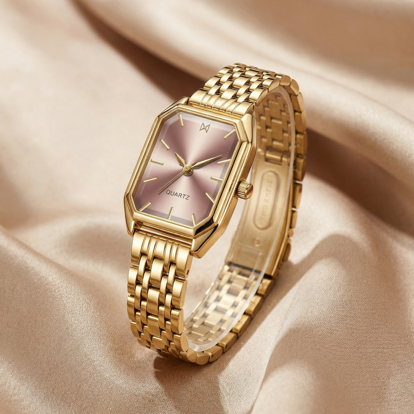 Gold Rectangular Bracelet Watch for Women | Stainless Steel Quartz Watch | Black, Silver, Rose & Green Dial Options | Elegant Timepiece