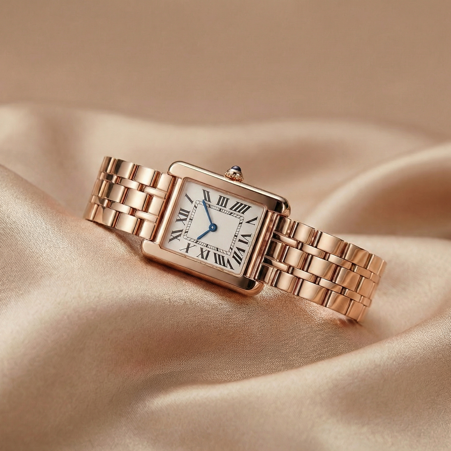 Classic Rectangular Bracelet Watch in Gold & Silver | Roman Numeral Dial Timepiece for Timeless Elegance