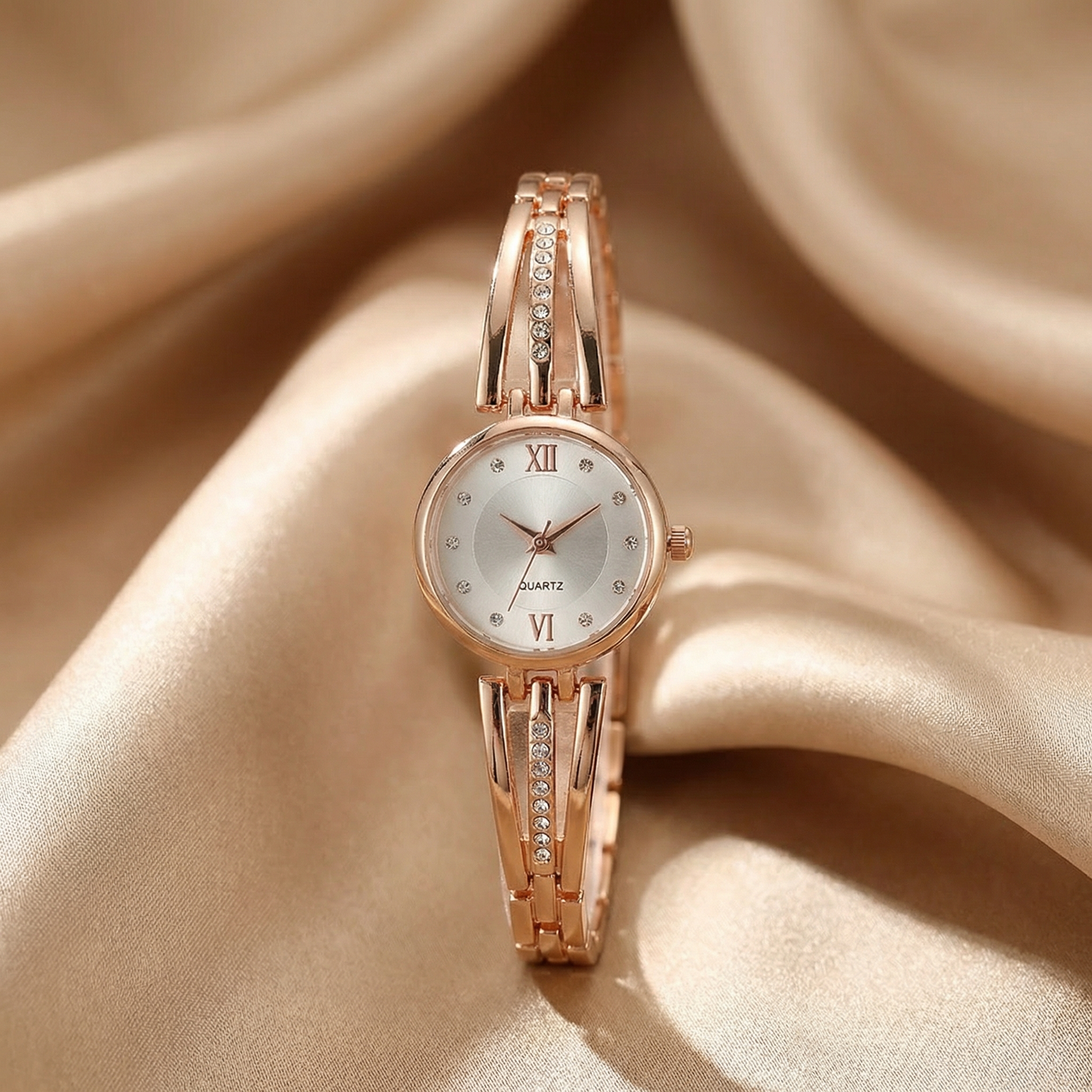Refined Slim Bracelet Watch in Rose Gold, Gold & Silver | Minimal Stainless Steel Quartz Timepiece for Everyday Wear