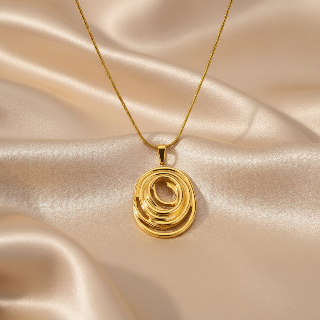 Gold & Silver Twisted Pendant Necklace | Stainless Steel Contemporary Design | Women's Fashion Jewellery