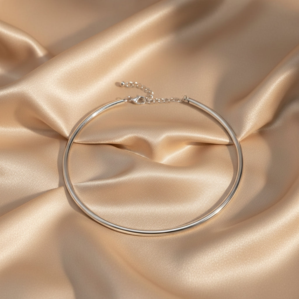 Gold or Silver Polished Collar Necklace | Stainless Steel Choker Design | Women's Contemporary Jewellery